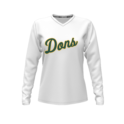 [FTLVCFWH-FYXS-LOGO2] Decker Comfort T-Shirt (Female Youth XS, White, V Neck, Logo 2, Long Sleeve)