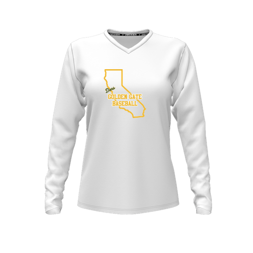 [FTLVPTWH-FYXS-LOGO1] Decker Performance T-Shirt (Female Youth XS, White, V Neck, Logo 1, Long Sleeve)