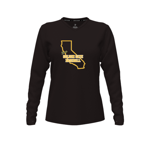 [FTLVPTBK-FYXS-LOGO1] Decker Performance T-Shirt (Female Youth XS, Black, V Neck, Logo 1, Long Sleeve)